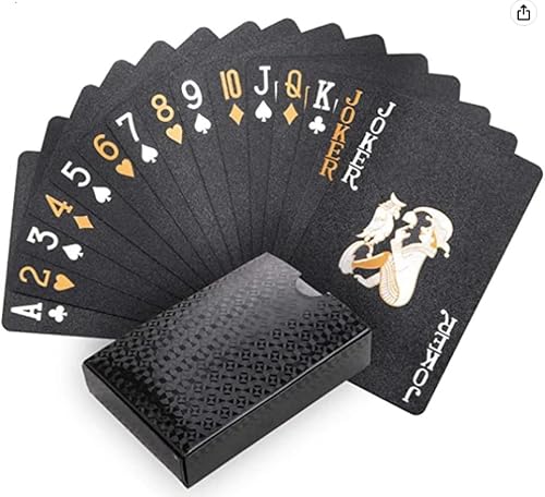 Miniatura 3 de Paquete de 2 cartas de póquer de diamantes de color negro y plateado, impermeables, de plástico negro y plateado, altamente flexibles, 2 barajas de
