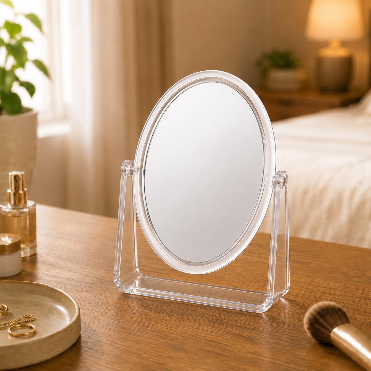 Makeup Mirror,1X/15X Magnification Double Sided Magnifying,360 Degree Swivel Desk Mirror,Portable Table Counter top,for Bathroom Shaving-image-17