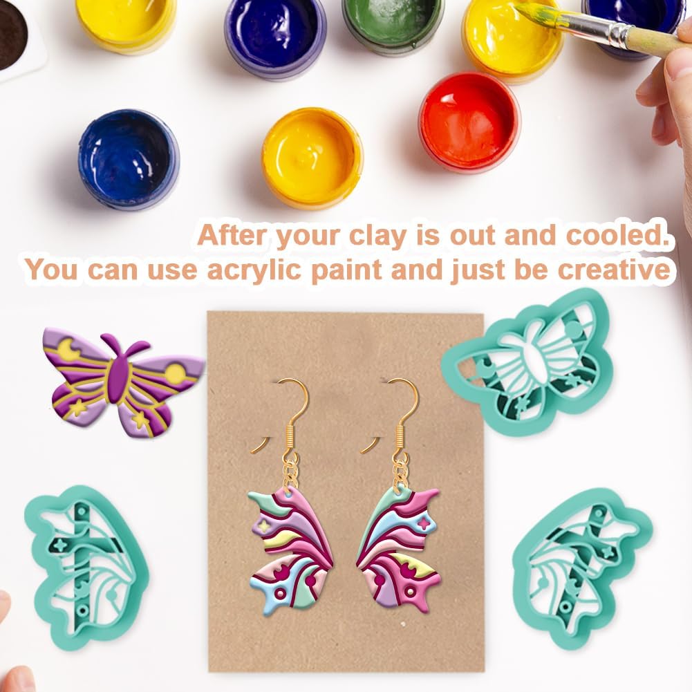beinkmake 22Pcs Magic Moth Butterfly Polymer Clay Cutters Boho Clay Earrings Cutters Polymer Jewelry Cutter for Earrings Making Birthday Party DIY Supplies