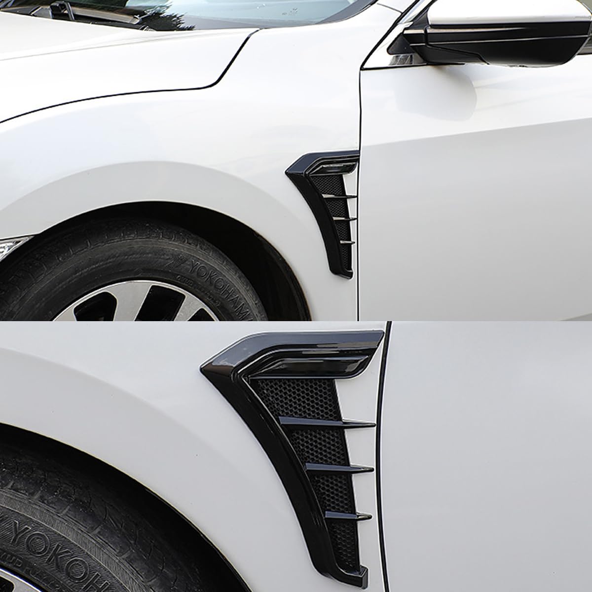JNNJ 2Pcs Car Laterale Vent Vent Cover Trim, Universale Griglia Laterale Per Flusso D'Aria Per Auto, Rivestimento Di Prese D'Aria Laterali Decorative, Universali Car Styling Accessori(Nero)
