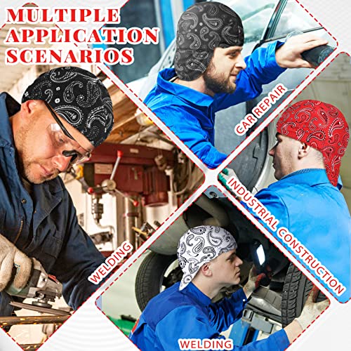 4 Pcs Welding Caps Welding Hats For Men Women Welder's Cap Flame Resistant Welding Helmet Liners Welding Accessories (Brilliant Paisley) #TOP4