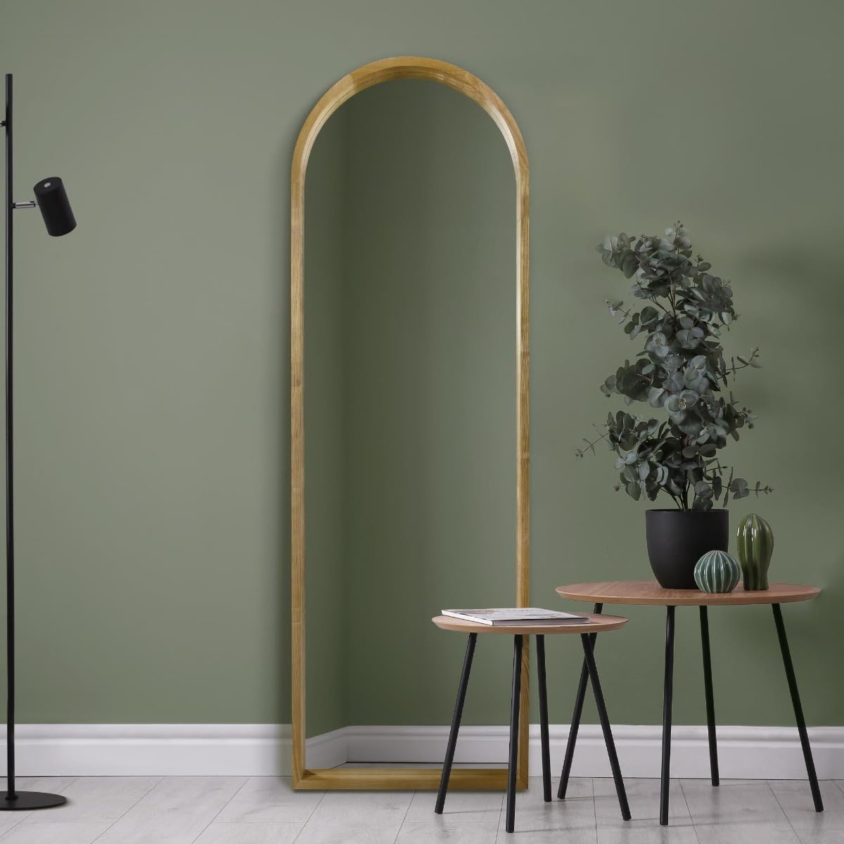 The Naturalis - Solid Oak Framed Arched Leaner/Wall Mirror 71