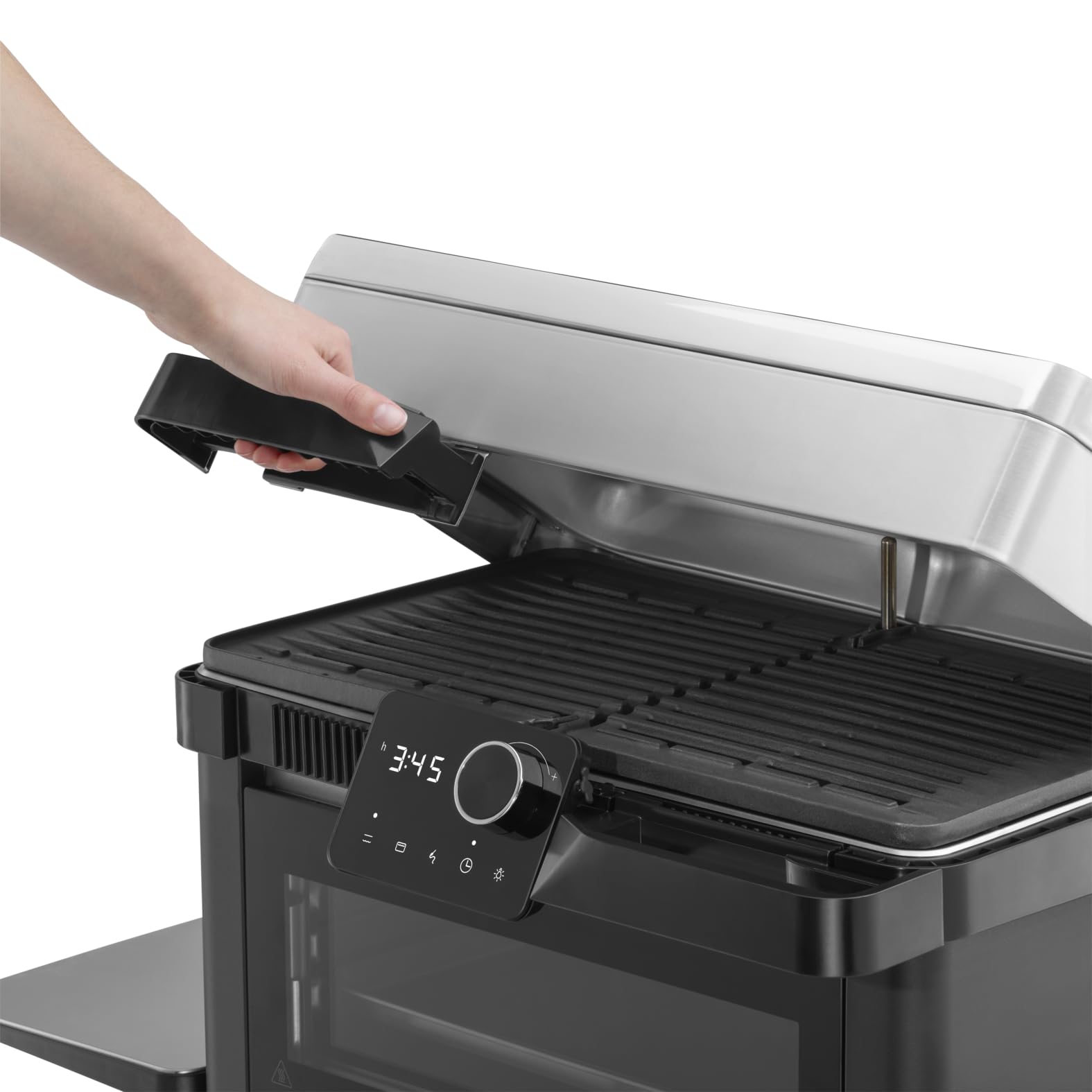 WMF Barbecue électrique Profi Plus Urban Master pour cuisine d'extérieur – Barbecue sur pied jusqu'à 340 °C, barbecue 2-en-1 sans gaz pour balcon avec four jusqu'à 200 °C