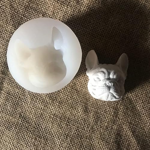 Miniatura 4 de Molde de silicona para cabeza de perro Bulldog francés 3D, molde para hornear, cubitos de hielo, pastel, chocolate, decoración, yeso, fondant
