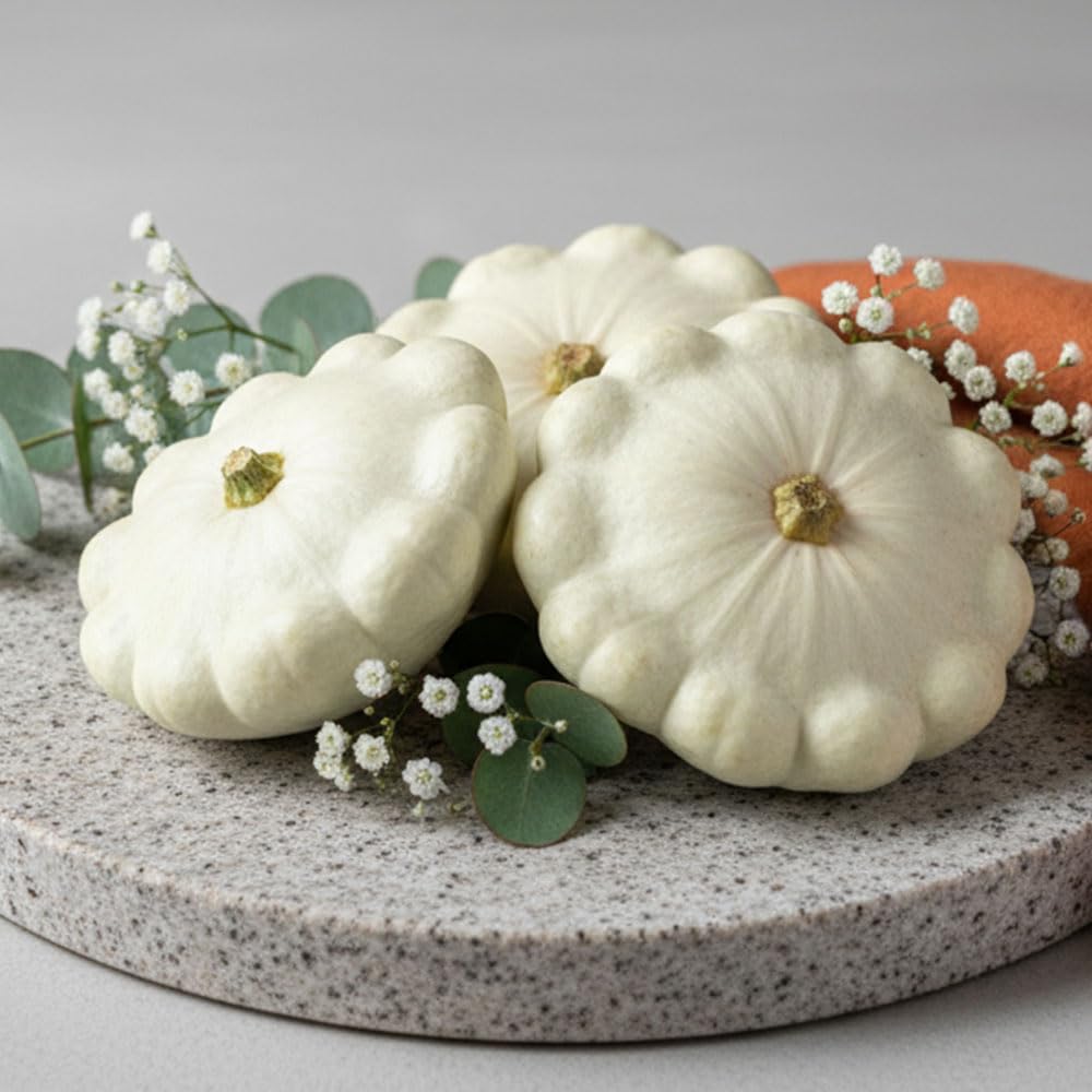 Marrow Zucchino ‘Patisson Blanc’ Seeds – Heritage White Scallop Squash – Easy to Grow, Early & Productive Courgette Italian Variety