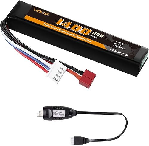 VICMILE 1400mAh Airsoft Batería 11.1V Lipo Batería con Deans T Plug 30C Alta Tasa de Descarga Recargable 3S Lipo Batería para Airsoft Modelo Pistolas