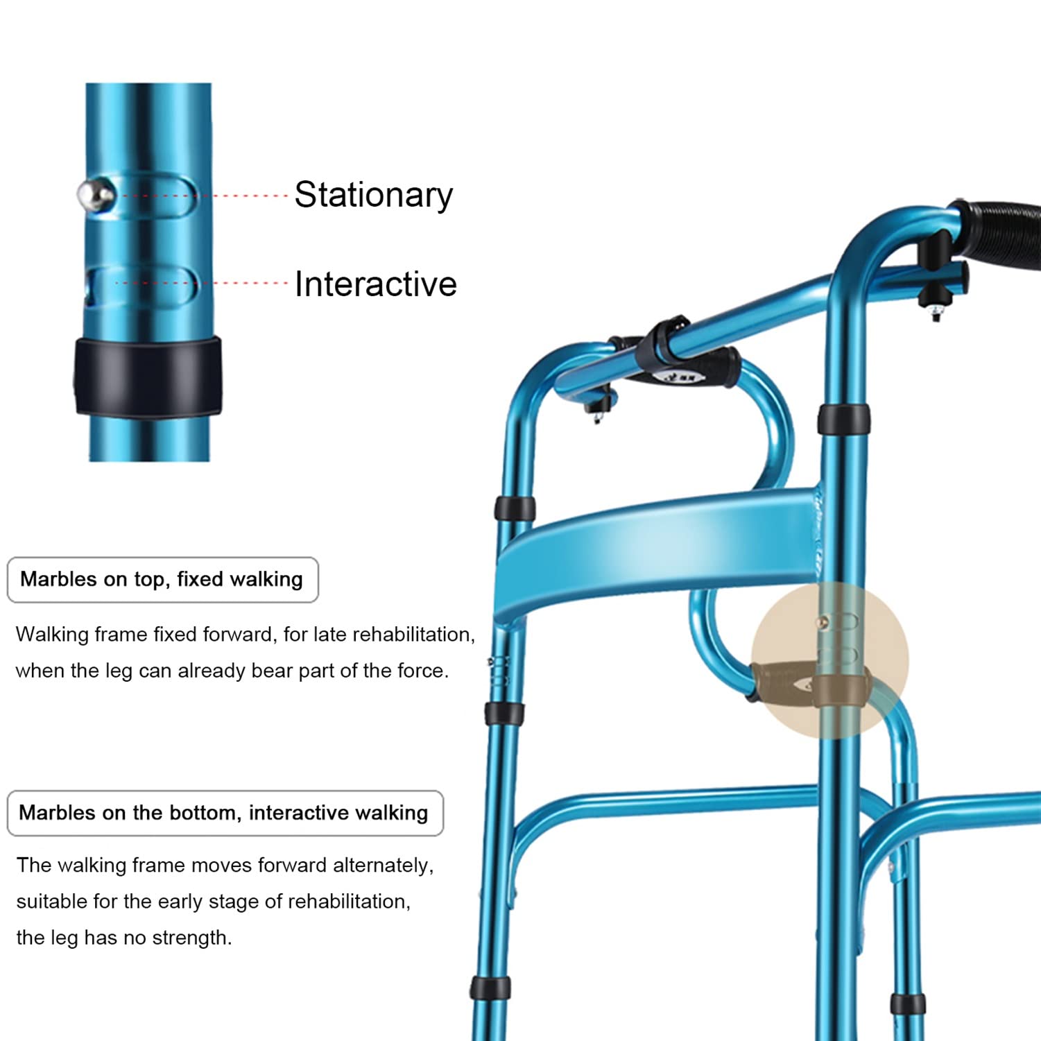 Andador plegable con ruedas y asiento suave, andador de aluminio ligero para personas mayores, andador ajustable en altura para ayuda de movilidad y rehabilitación