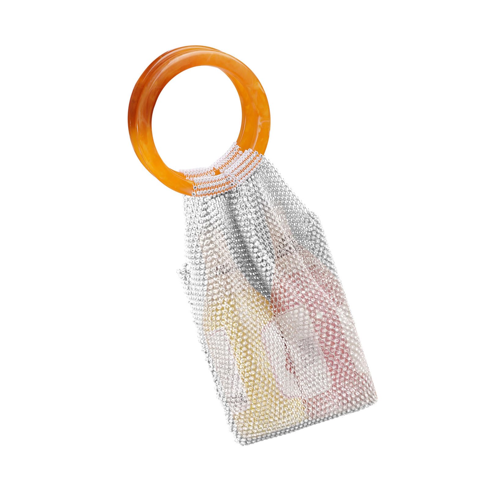 Elnwnnkc Artistics Handwoven Rhinestones Handheld Bag Accessory for Bottle Storage and Daily Use Items with Secure Compartments Cosmetic Storage Bag