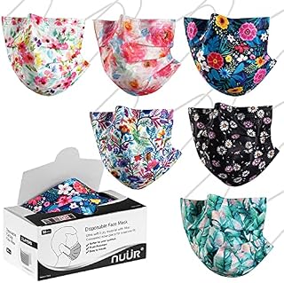 NUÜR Disposable Face Mask, 3Ply Mask with Filter Layer and Elastic Earloop, Retail 50pcs/box