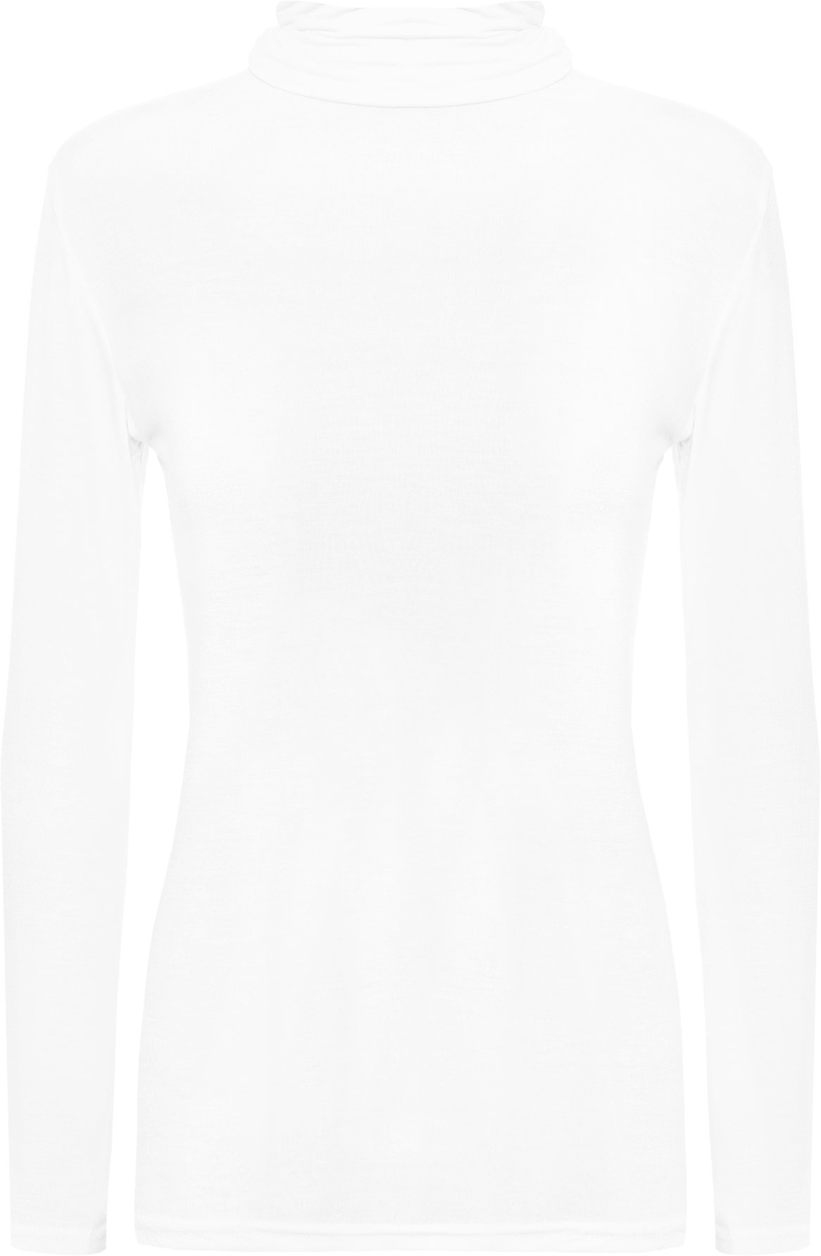 WearAll New Ladies Turtle Neck Long Sleeved Stretch Plain Polo Top Womens Jumper - White - 12/14