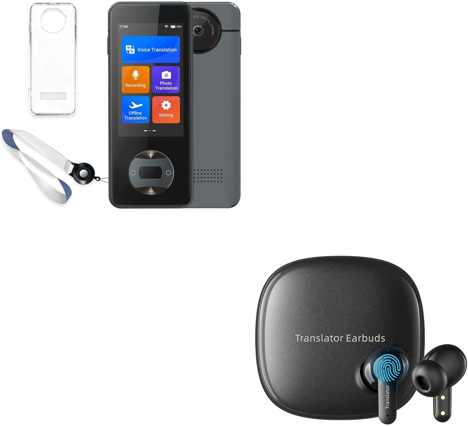 W10 Handheld Translator + ANFIER M3 Translator Earbuds Black Online