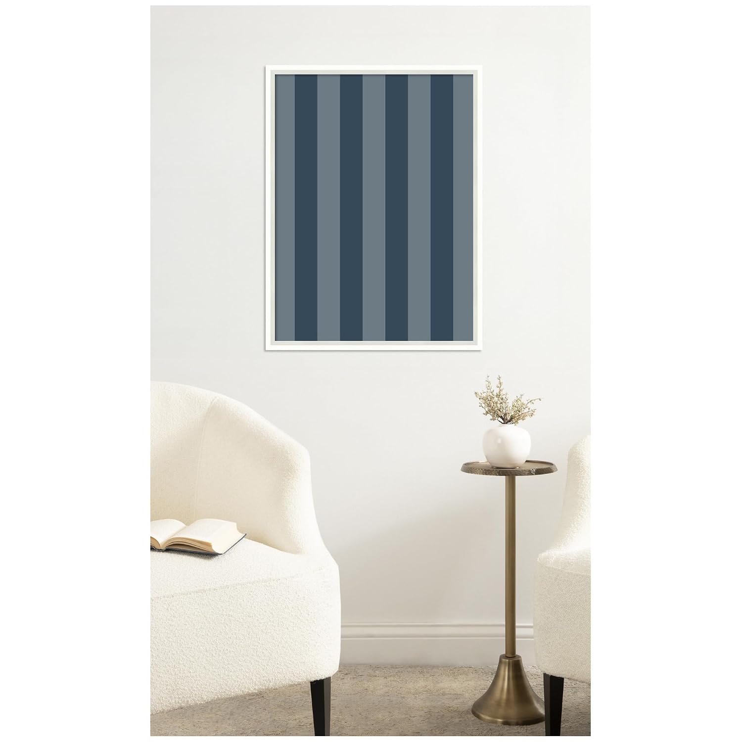 Kate and Laurel Framed Fabric Pinboard 19 x 25, Printed Linen Modern Bulletin Board for Use as a Vision Board or Wall Organization, Lucie White Frame