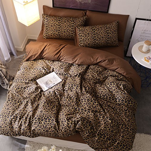 Siluoyu 3 Pieces Duvet Cover Set 100 Natural Cotton King Size Leopard Print Bedding Set 1 Duvet Cover 2 Pillowcases Luxury Quality Soft Breathable Comfortable Durable With Zipper Ties Wantitall