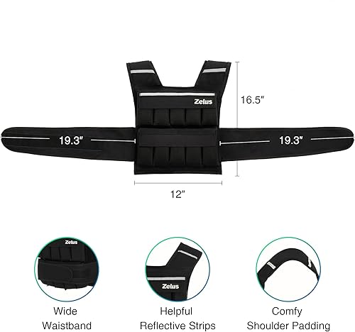 Miniatura 6 de ZELUS Chaleco con peso, chaleco de 20 libras, 30 libras, 60 libras, peso ajustable para ejercicio, chaleco de peso para hombres, chaleco de
