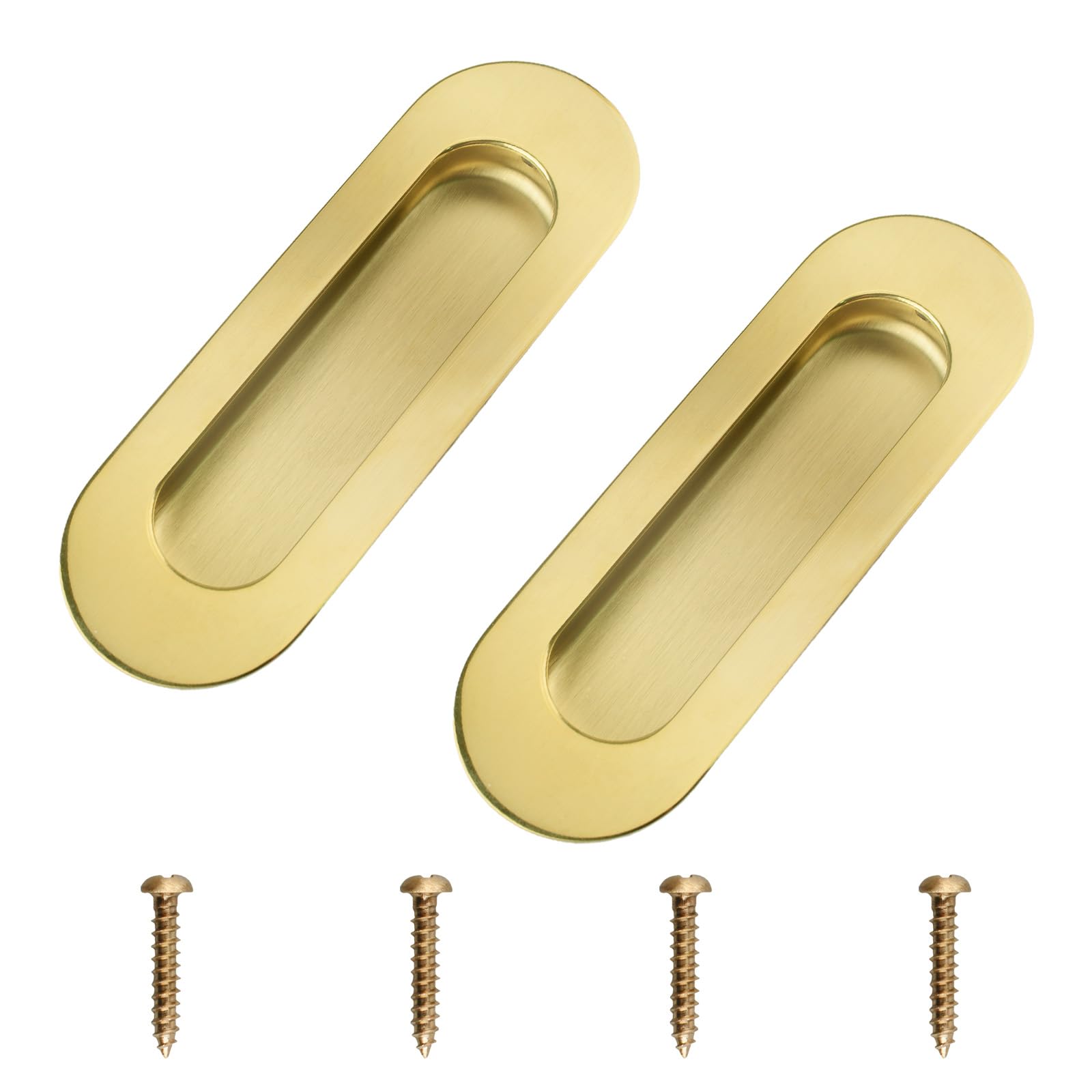 MOROBOR 2Pcs Bright Gold Stainless Steel Side Hole Flush Pull