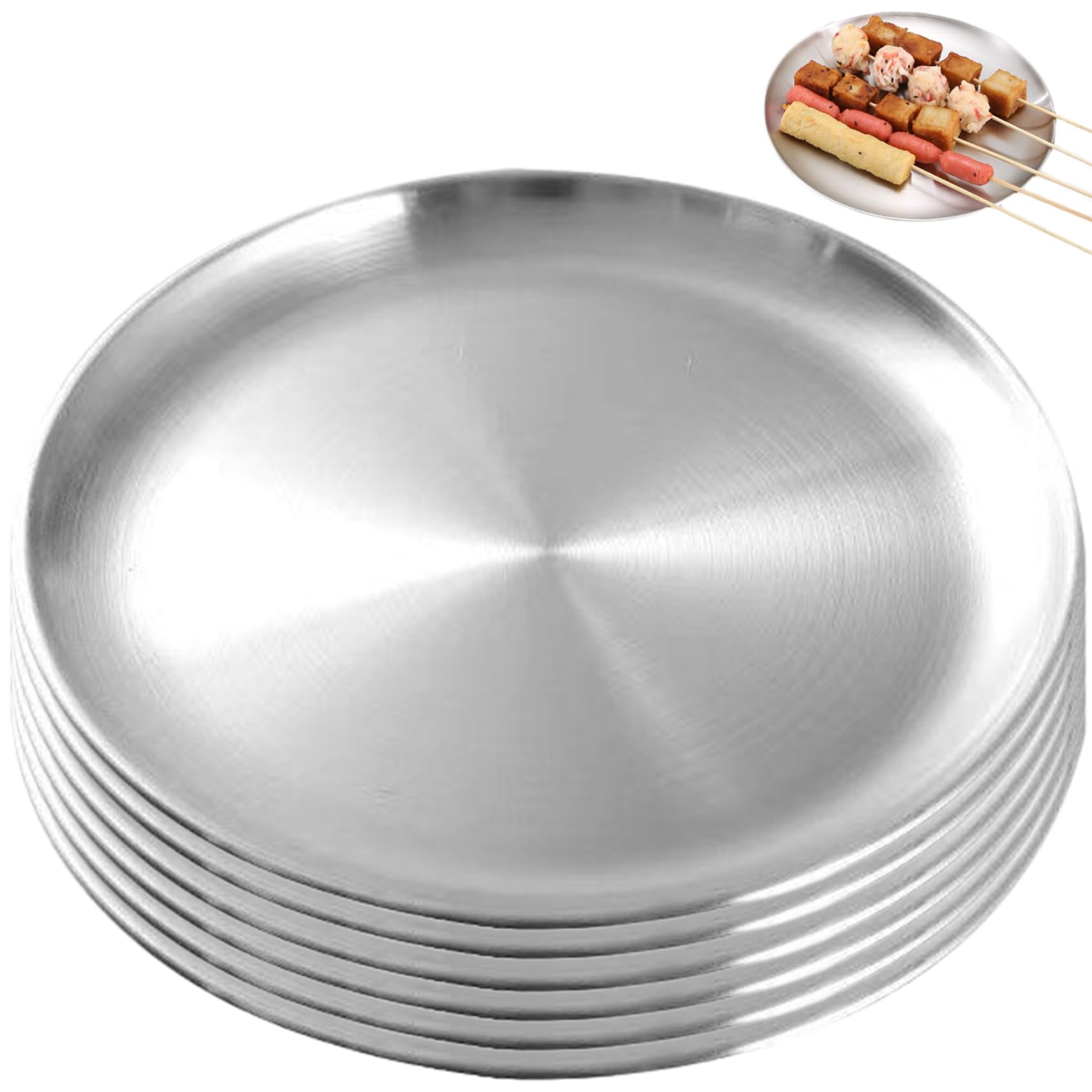 Pineeseatile Stainless Steel Cat Bowls 6Pcs 6.69 Inch Round Wide Whisker Friendly Cat Dishes Thicken Shallow Cat Bowl Metal Mixing Bowls for Small Dogs and Cats or Meal Prep, Cooking,Cat Plates