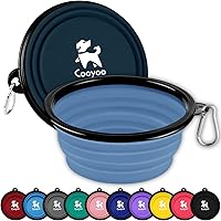 COOYOO 2-Pack Collapsible Dog Water Bowls - Portable Silicone Travel Bowls for Dogs & Cats with Carabiners, Hiking, Walking, Camping