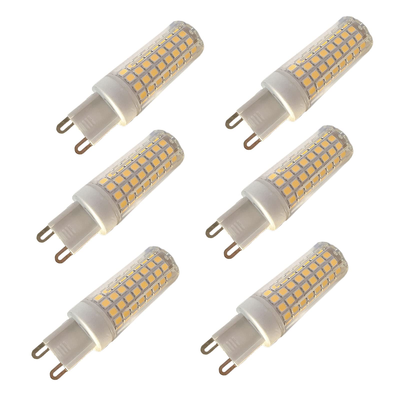 JUTHREE G9 Led Bulb 10W, Dimmable 100W Halogen Equivalent, AC 220-240V G9 Bi Pin Base Light Bulbs, 1000LM, No Flicker, 360° Beam Angle, Pack of 6(Warm White)