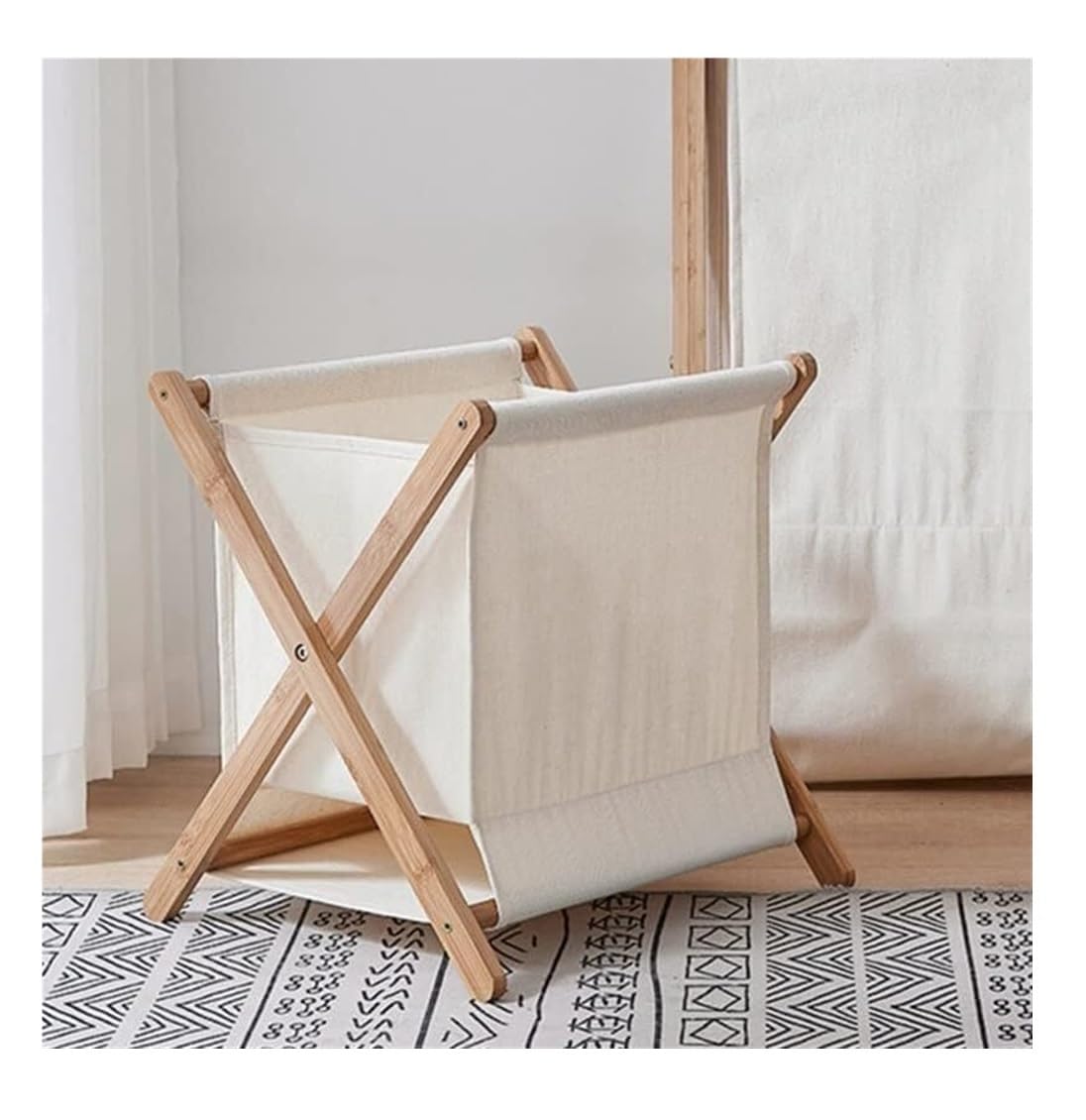 Bambus Wäschekorb, Faltbarer Kleiderkorb mit Stofffutter, zusammenklappbarer Aufbewahrungsbehälter für schmutzige Handtücher, Kinderzimmer Dekor, Platzsparender Organizer, 40x35x38cm