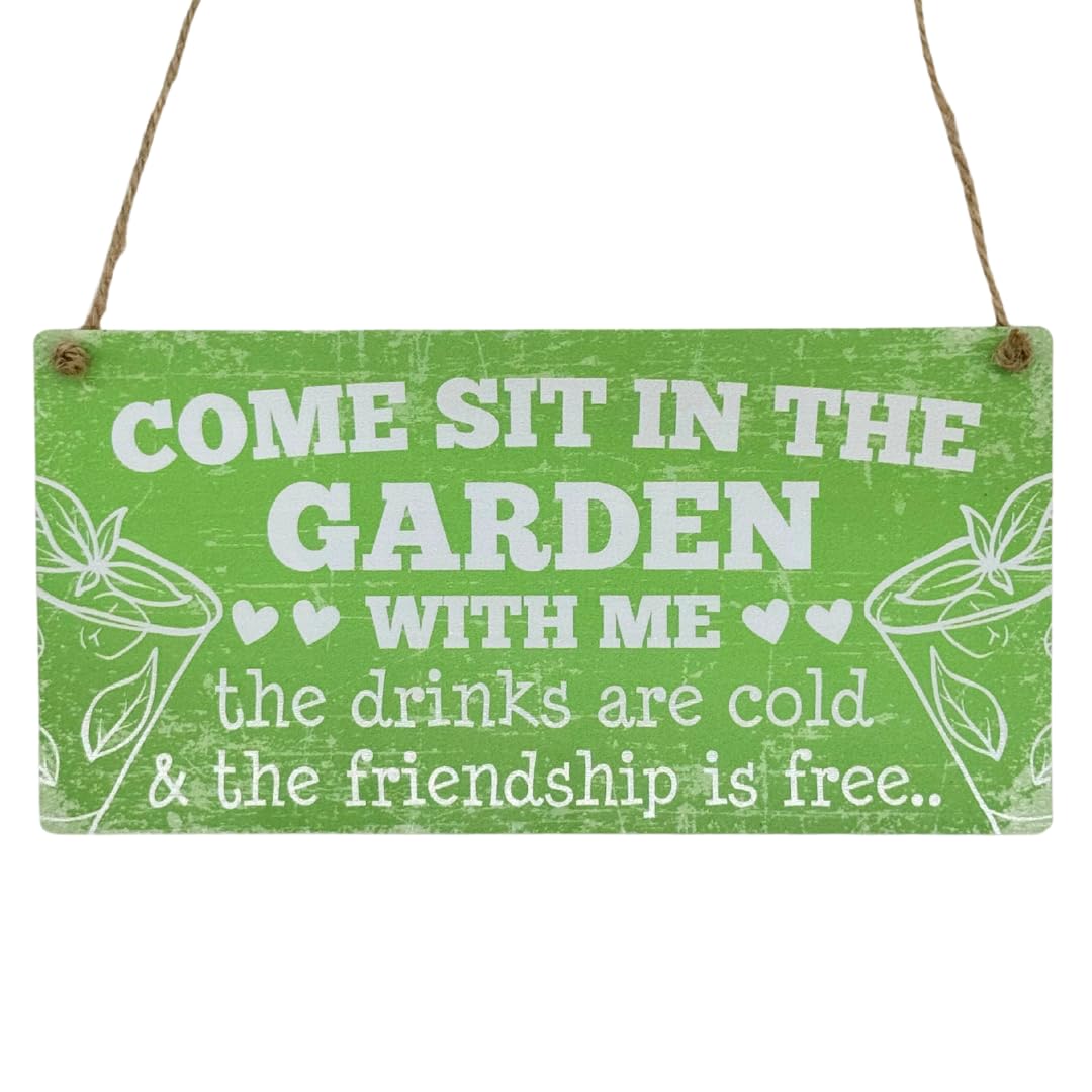 Second Ave Gift Company Second Ave Come Sit In The Garden Friendship Wooden Hanging Rectangle Home Garden Sign Plaque