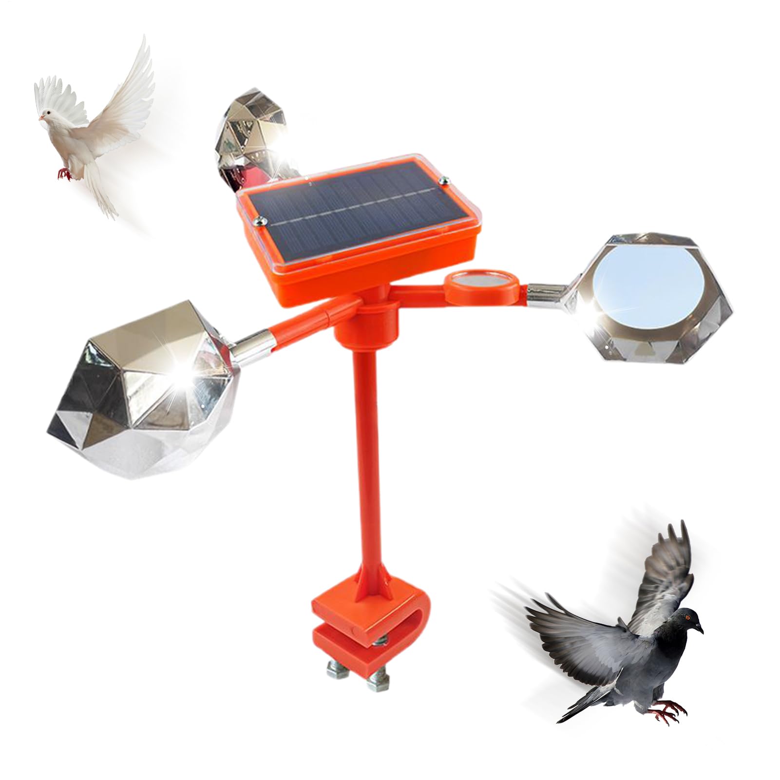 Repousseur pigeons et pics solaire extérieur avec réflecteur anti-oiseaux