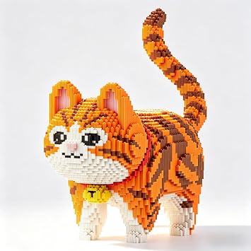 Cat Mini Building Blocks Set, 6000 PCS DIY Orange Cat Building Toy Model, MOC Micro Brick Model Kit, Construction Toys Gift for Adults and Teens Orange Cat