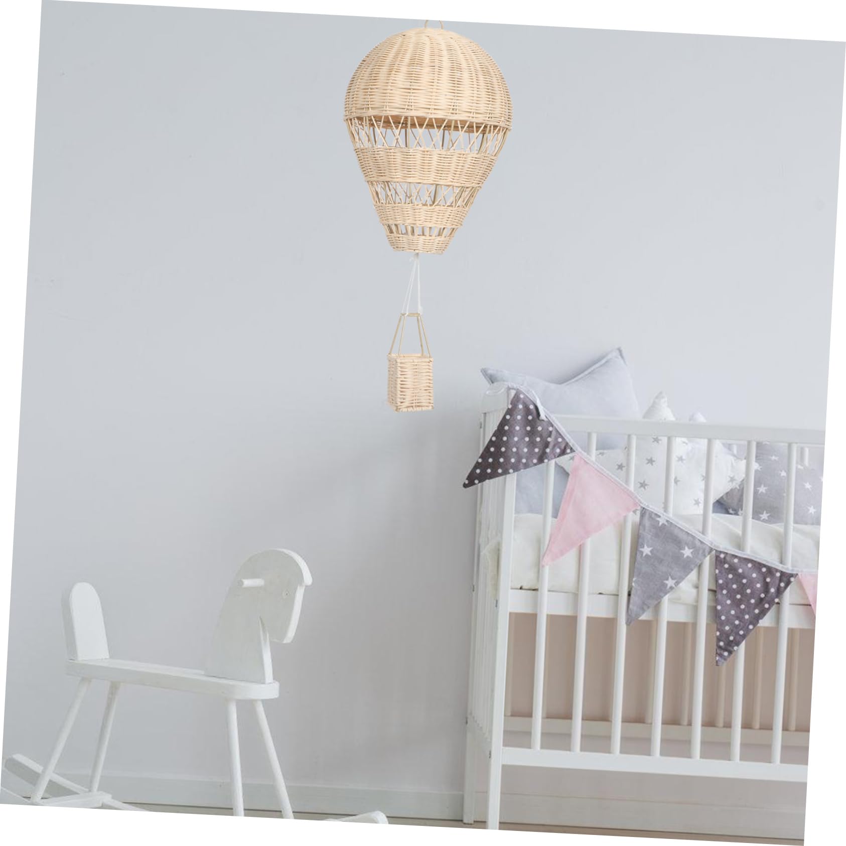 ABOOFAN Geflochtener Rattan Heißluftballon Handgefertigt Mit Lichterkette Für Kinderzimmer Deko Hängend Fotorequisite