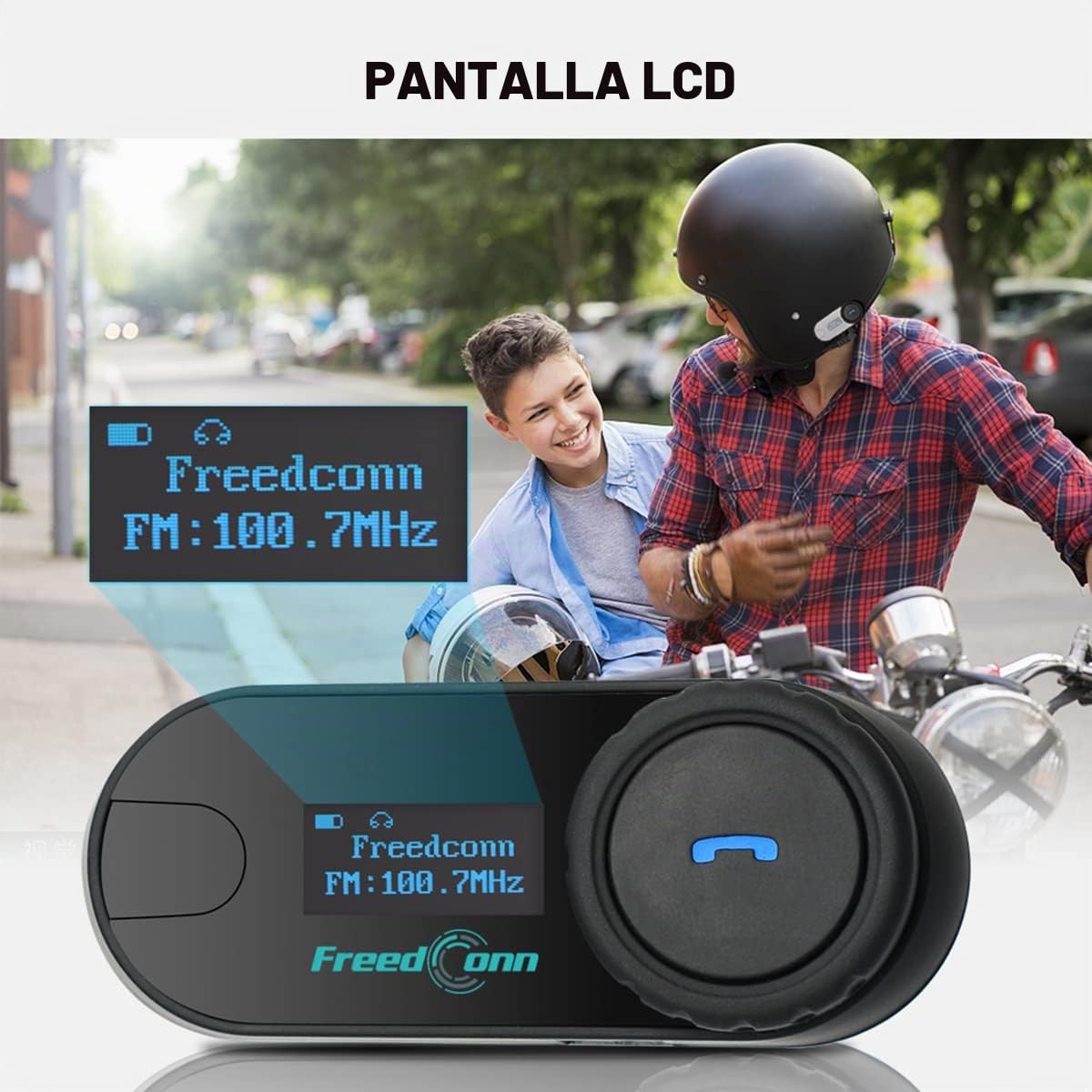 FreedConn 2xTCOM-SC Auriculares Intercomunicador Moto Bluetooth para Motocicletas, Intercom Casco Moto para 2-3 Motoristas, Sistema Comunicación con Compartir Música, Bluetooth V5.0