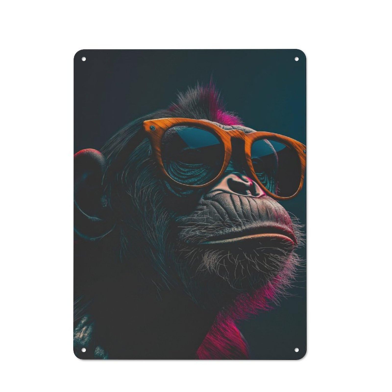 Junmoney Cool Monkey And Sunglasses Farmhouse Country Metal Sign 40X30cm, Cottage Wall Art For Farmhouse Kitchen, Pantry Or Dining Area