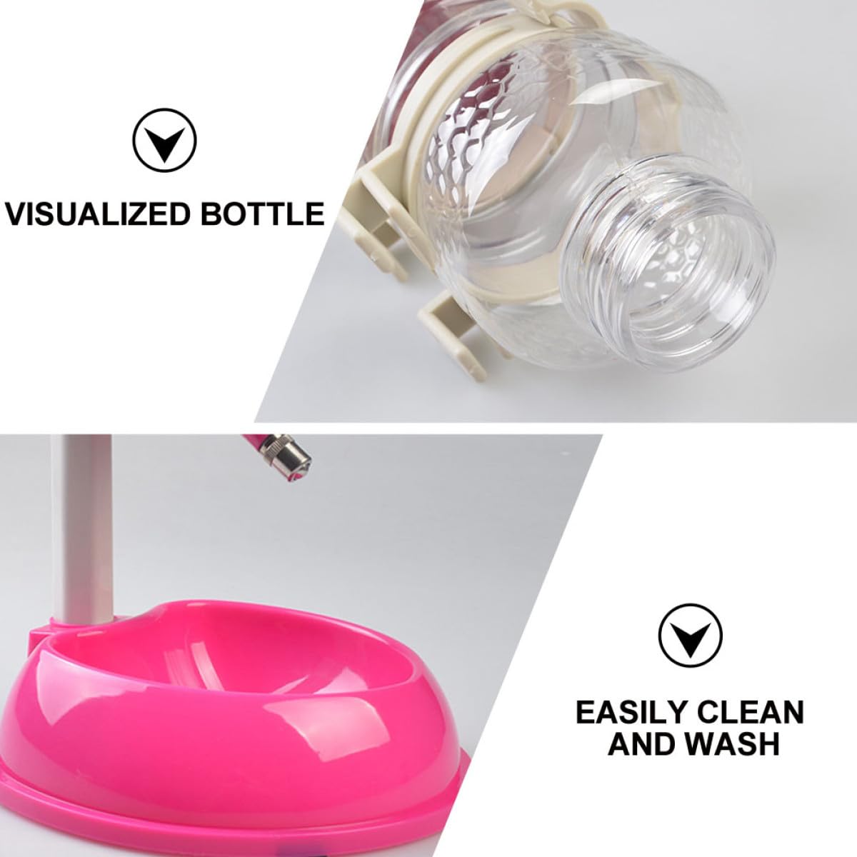 SOLUSTRE Dispensador Automático para Perros Comedero y Bebedero Elevado Ajustable, Material PP y PVC Durable, Taza Desmontable para Limpieza Fácil, Bebedero Portátil para Mascotas Rosa