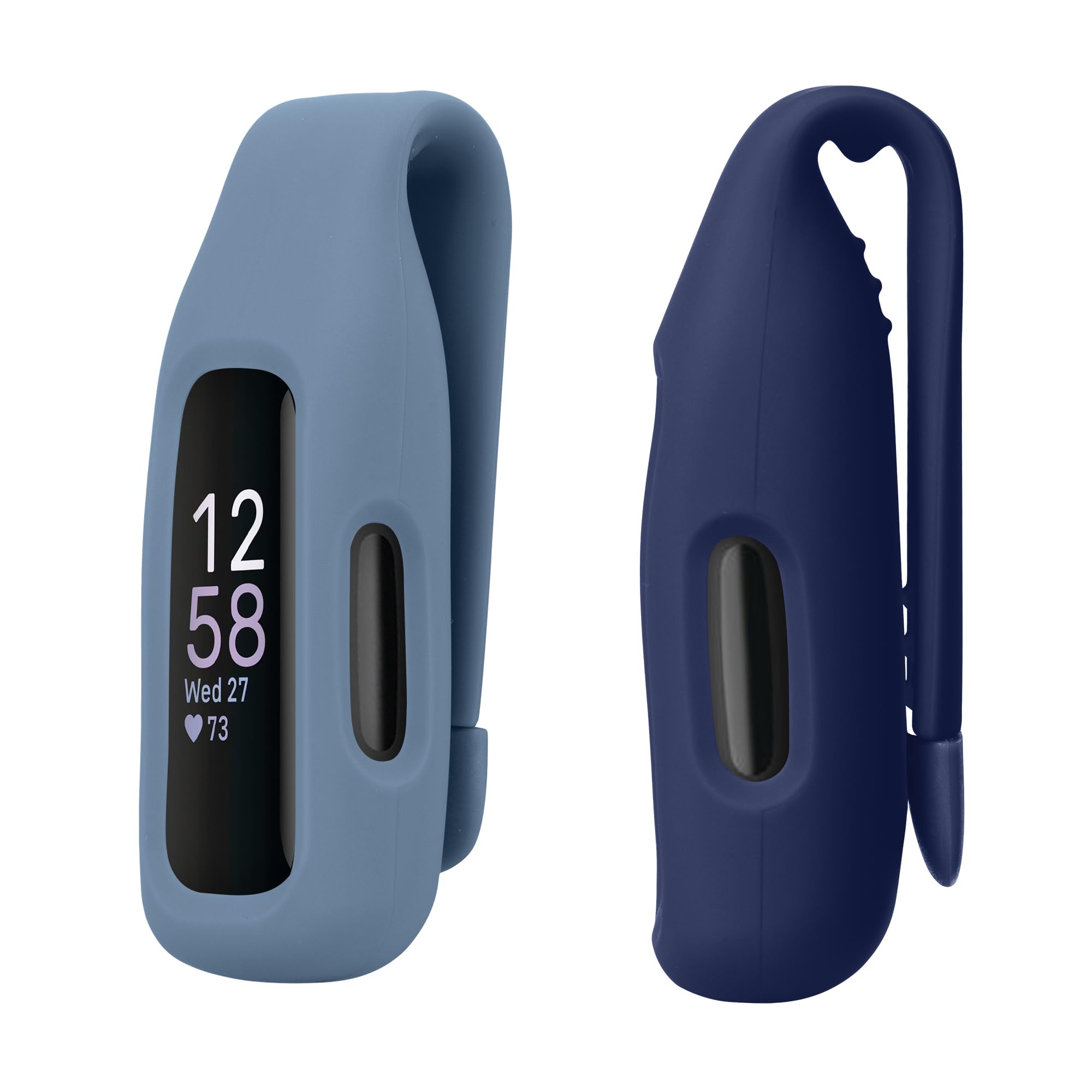 kwmobile 2X Clip Holders Compatible with Fitbit Inspire 3 / Inspire 2 / Ace 3 - Clip-On Holder Replacement Set - Dark Slate/Dark Blue-image-42