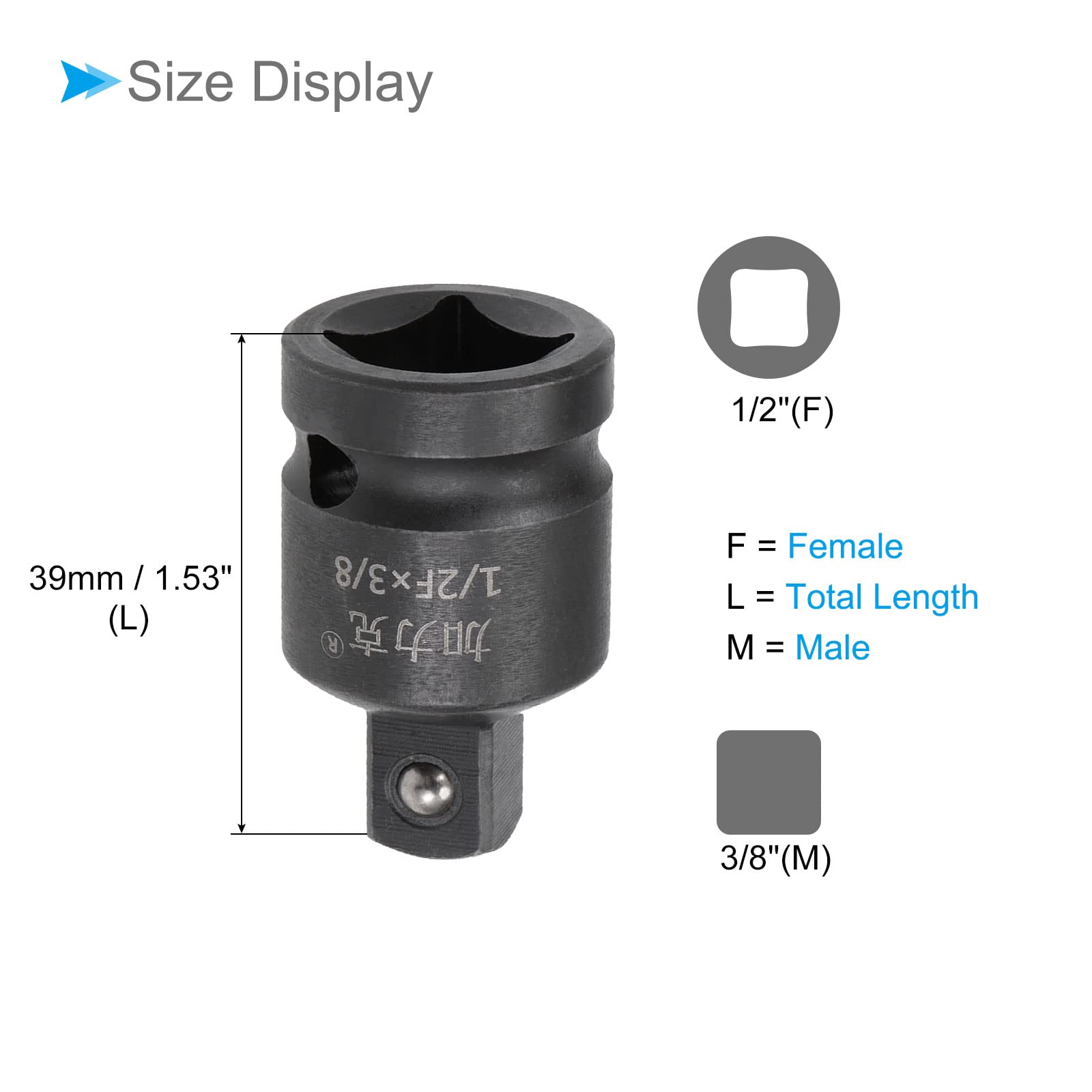 CoCud Socket Reducer, 1/2" Female to 3/8" Male CR-MO Impact Driver & Wrench Tool - (Applications: for Mechanical Equipment Repair) - Image 2