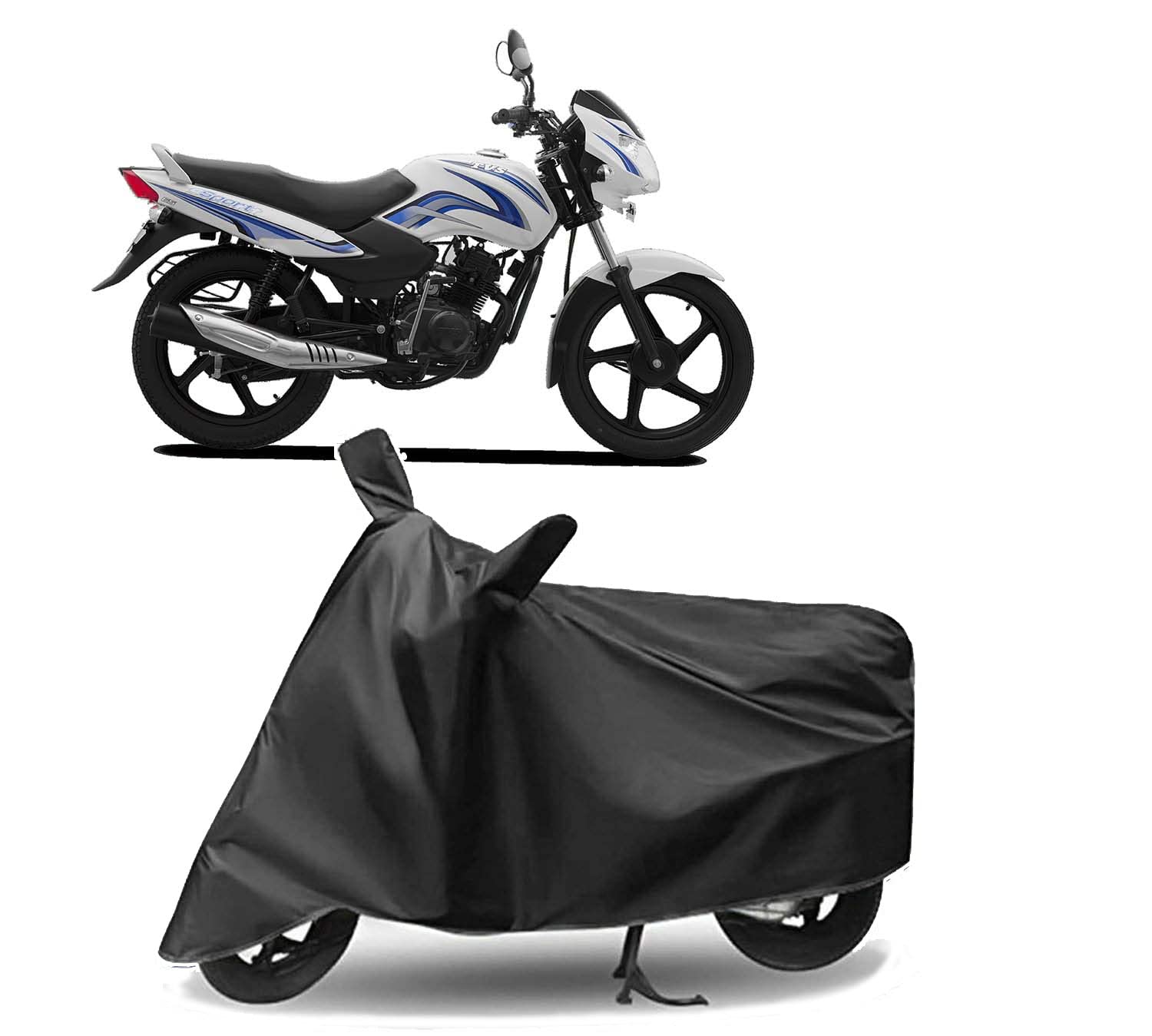 Auto Pearl Full Grey Bike Body Cover with Mirror Pockets Buckle Belt Compatible with Sport KS BS6