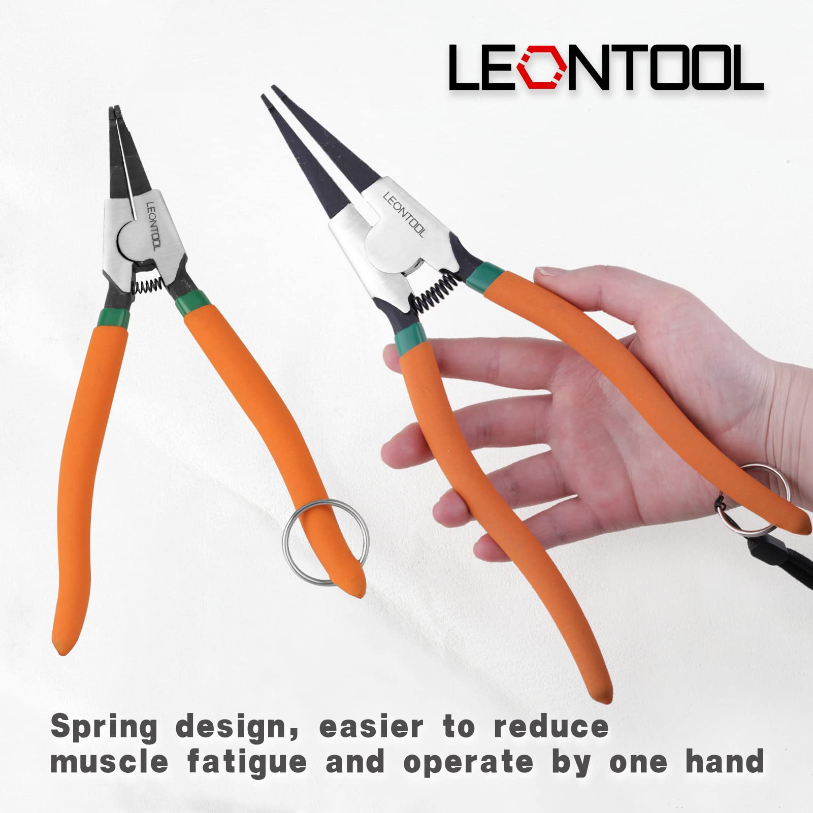 LEONTOOL Set di 2 pinze per anelli di bloccaggio resistenti da 20,3 cm e 11 pollici speciali pinze per anelli di bloccaggio ad angolo anello di bloccaggio a ferro di cavallo pinze