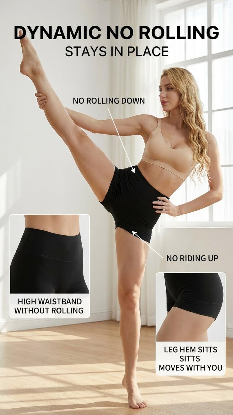 newnice Women's Cotton Boxer Briefs High Waisted Underwear Soft Boyshorts Panties Full Coverage Anti Chafing Smooth Fit - Image 3