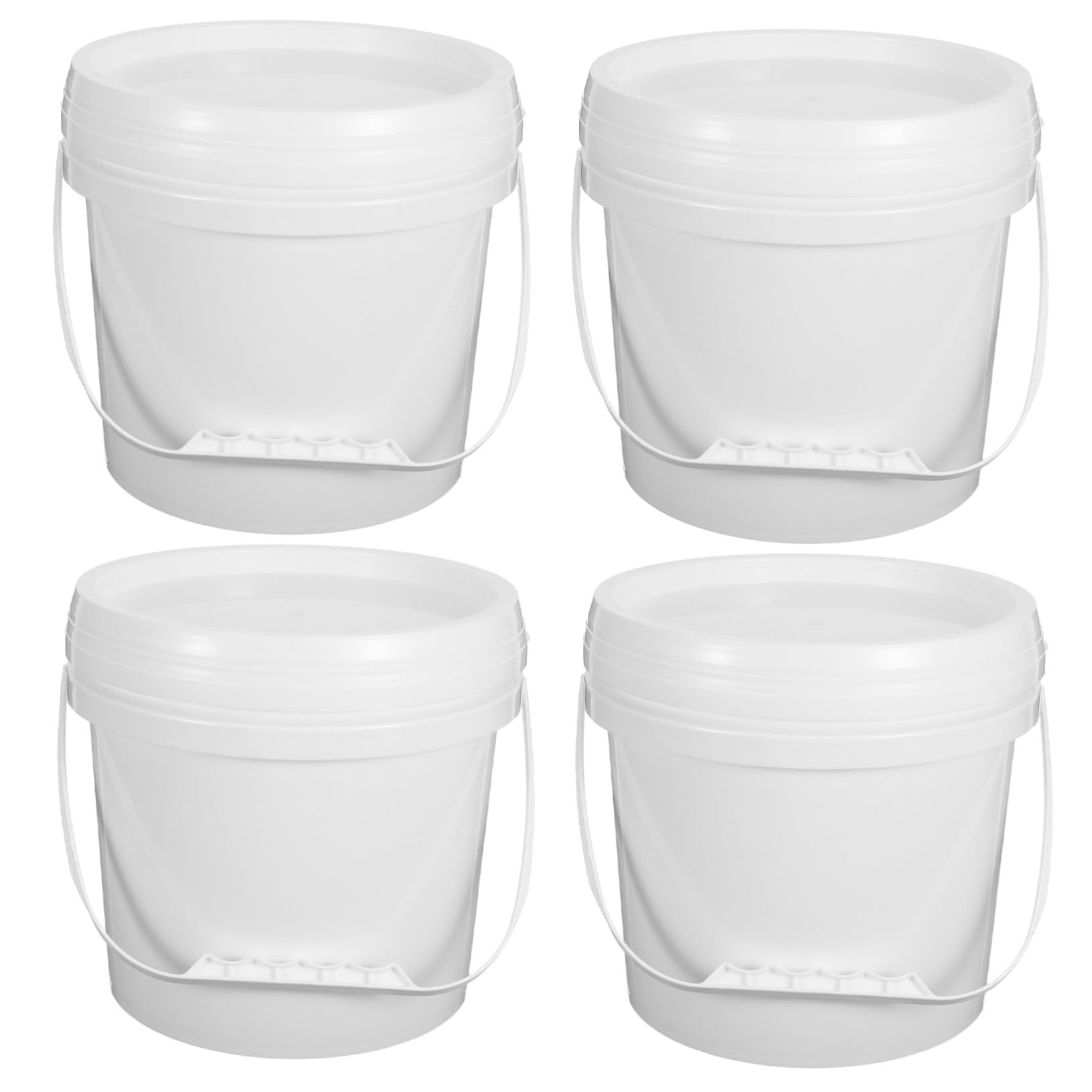 Toyvian 4 piezas Cubos de Plástico para Alimentos con Tapa Hermética y Asa de Unidades Reutilizables para Almacenamiento de Leche Helado Mermelada y Harina Contenedores Grandes para