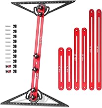 Stair Gauge, Stair Profile Measuring Tool 10.5 to 60.5 Inch Adjustable Length Stair Profile Stair Aid Aluminium Stair Measuring Tool with Protractor and Scale Display for Stairs