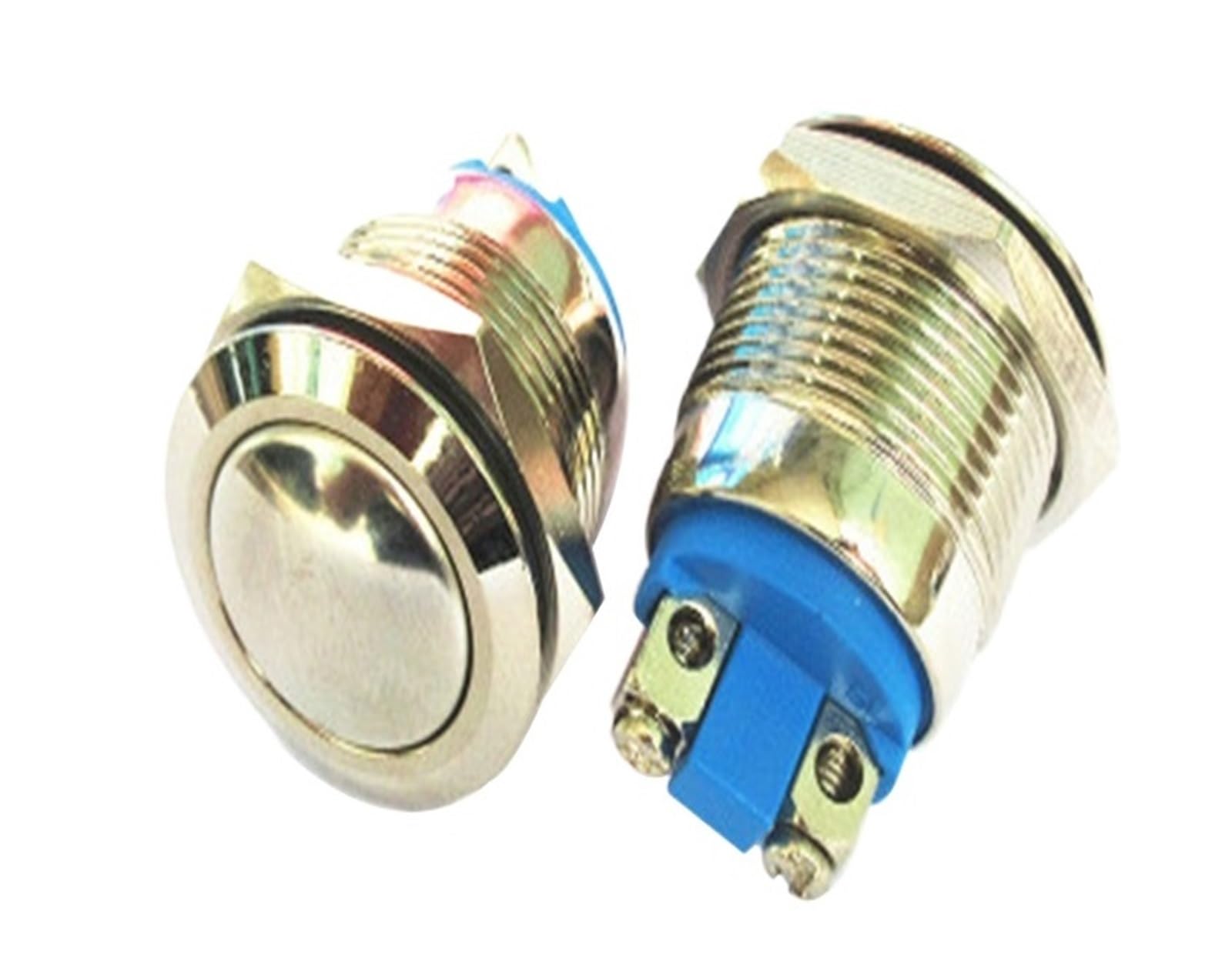 50 STÜCKE 19mm Momentary Stahl Metall Druckknopf 3A/250VAC Wasserdichte Auto Schalter Selbst Rückkehr(Domed Round)