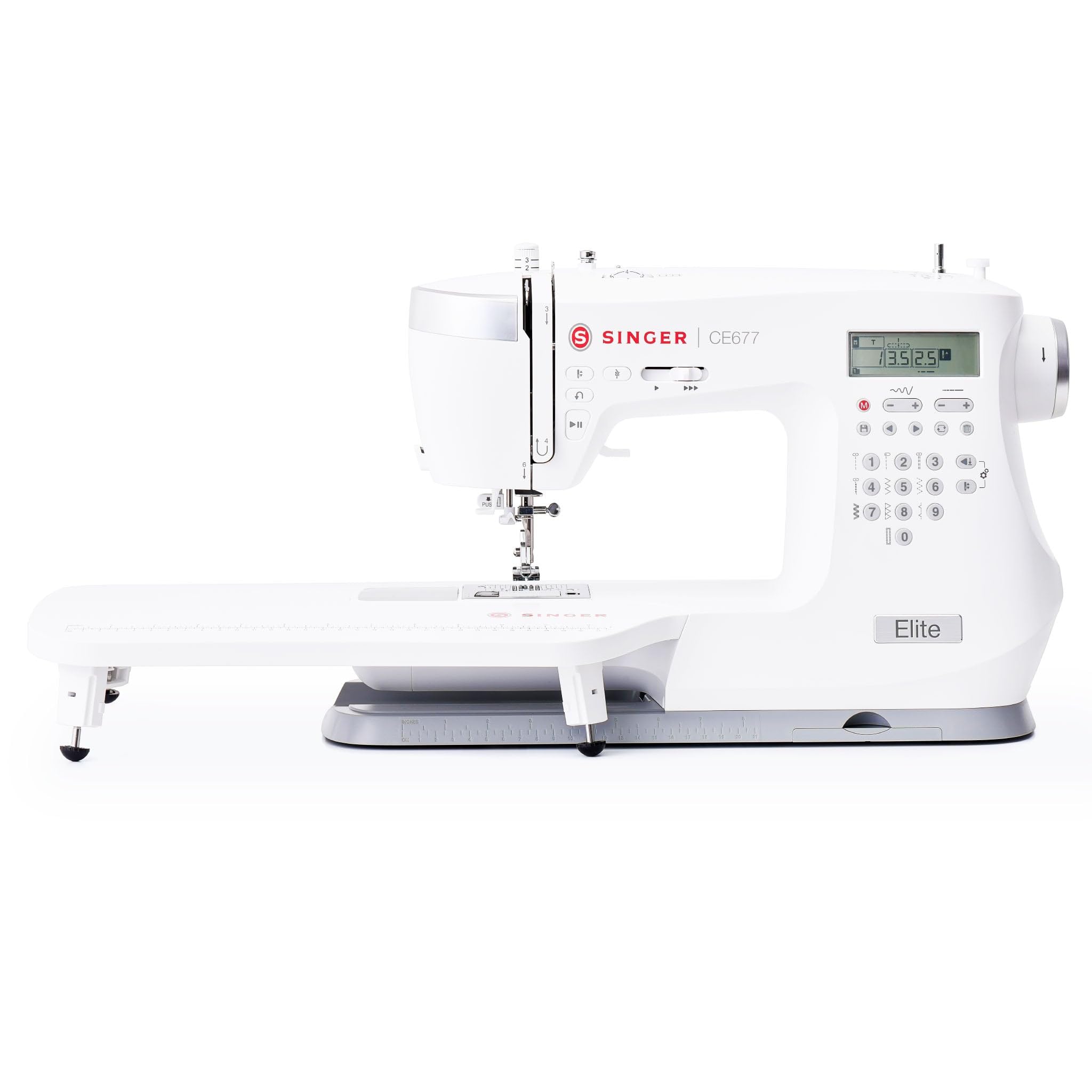 Singer Elite CE677 - Macchina da cucire computerizzata con 200 punti integrati e infila aghi integrato, colore: Bianco
