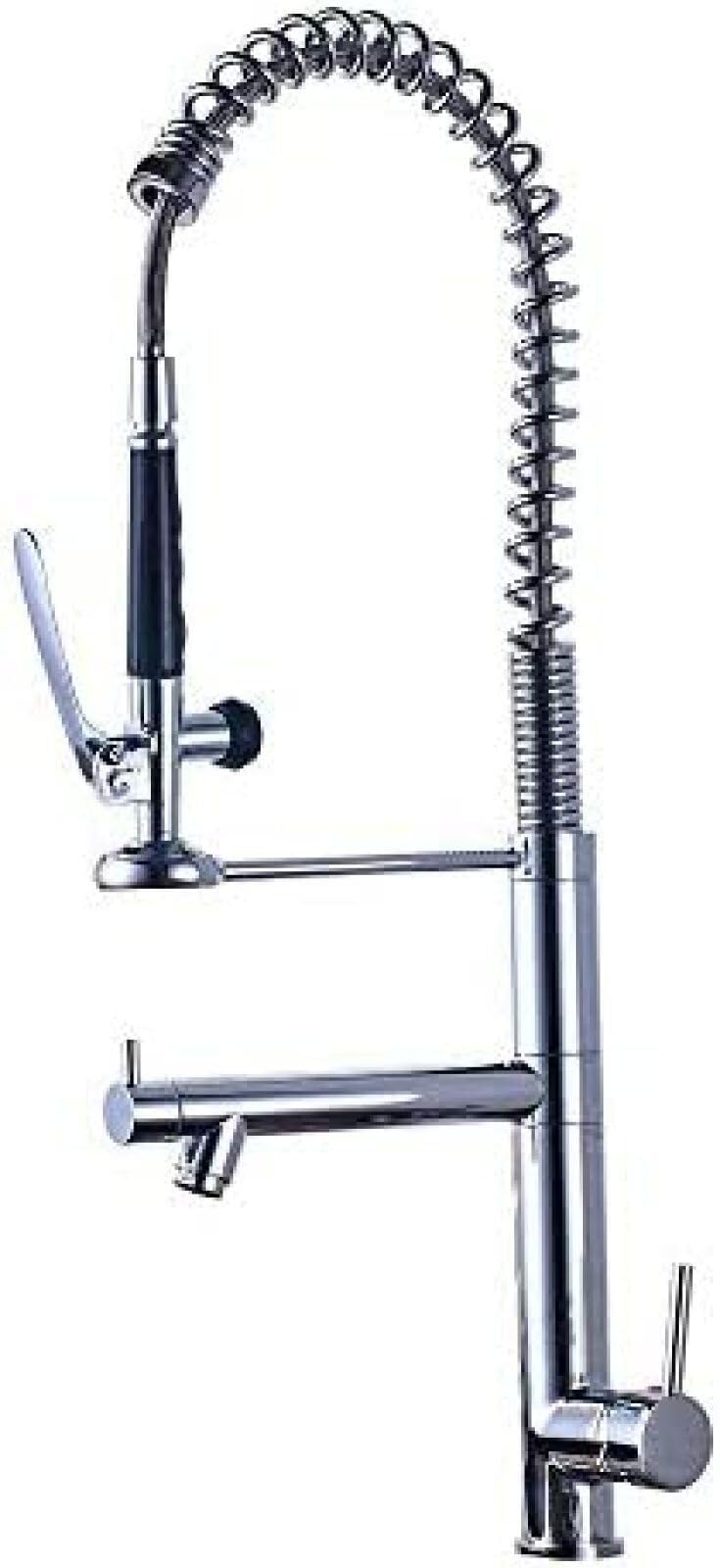 Robusto rubinetto per lavello da cucina estraibile a molla pre-risciacquo, maniglia singola con spruzzatore, rubinetto da cucina estraibile in bronzo nero (Color : Chrome And P