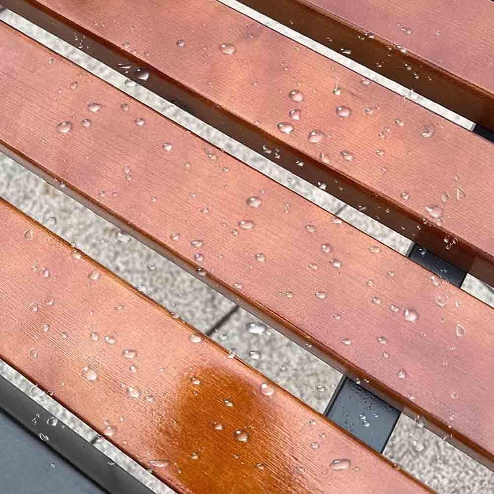 Metallbank für den Außenbereich, 78,7 cm, wetterfest, rückenfrei, für 2–4 Personen, Latten-Design, perfekt für Garten, Veranda, Rasen und Hinterhof, schwarzes Finish