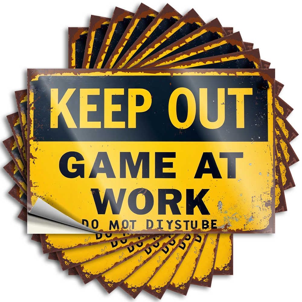 Abipuir - Funny Bumper Stickers to Keep Out: Game at Work, Do Not Disturb, 10 Pack Funny Stickers for Men (6 x 9 cm)