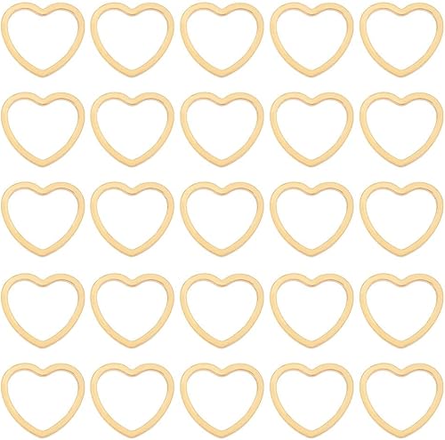 BENECREAT 30 anillos de enlace de corazón dorado 201, anillos de acero inoxidable, conectores de corazón, marcos geométricos, enlaces de joyería de