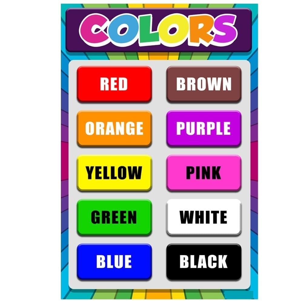 BYCIFRLG Colors Learning Poster for Toddlers - Educational Classroom Chart for Preschool Kindergarten Homeschool(Unframed,16x24inch(40x60cm))