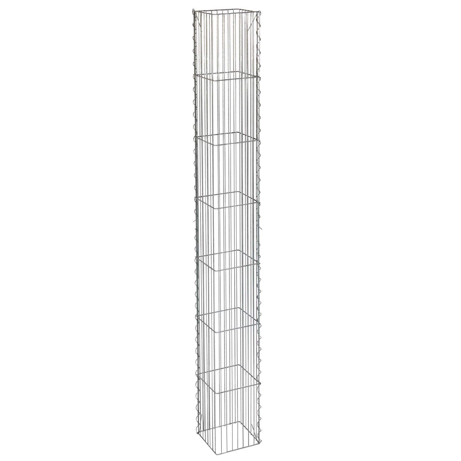 bellissa Gabionen-Steinsäule eckig - 95541 - Dekorative Gabionensäule für den Außenbereich - 20 x 20 x 175 cm