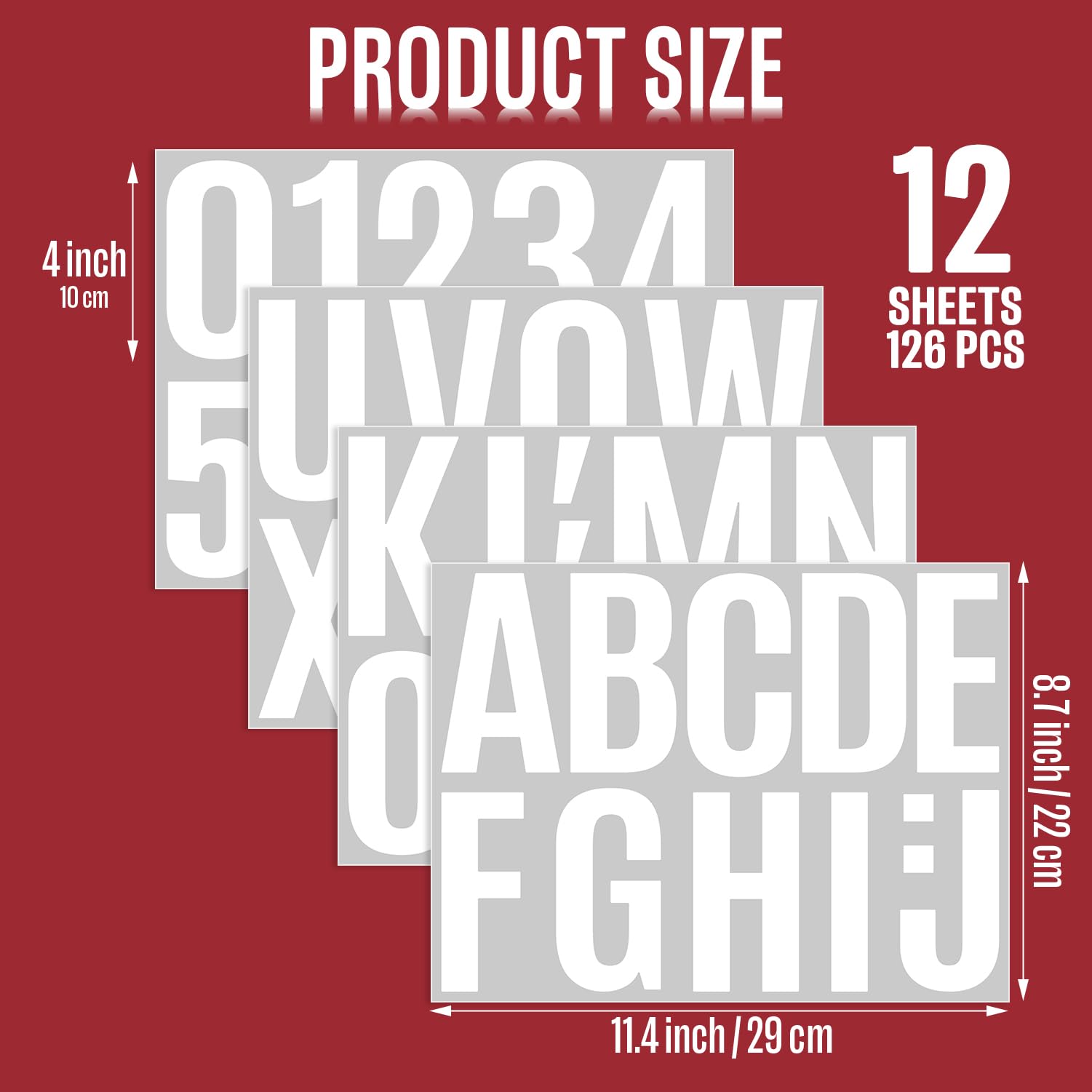 Sticker 4 Inch Width Snapklik.com : 12 Sheets Large Letter Stickers -4 Inch White Vinyl Self ...