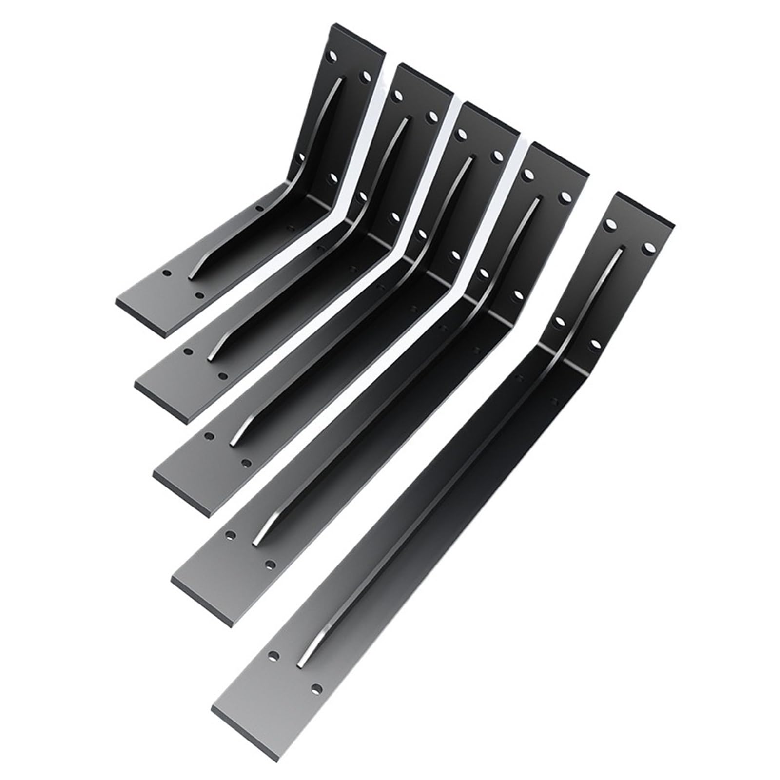 Wsporniki w kształcie litery L, Wsporniki do półek ściennych 5 cm szerokość 2 mm grubość 14-45 cm wielokolorowe opakowanie 4 szt(40cm black)