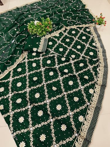 Image of Women's Embroidered Vichitra Silk Ethnic wear Semi-stitched Lehenga Choli With Dupatta Set (S-THG 415279)