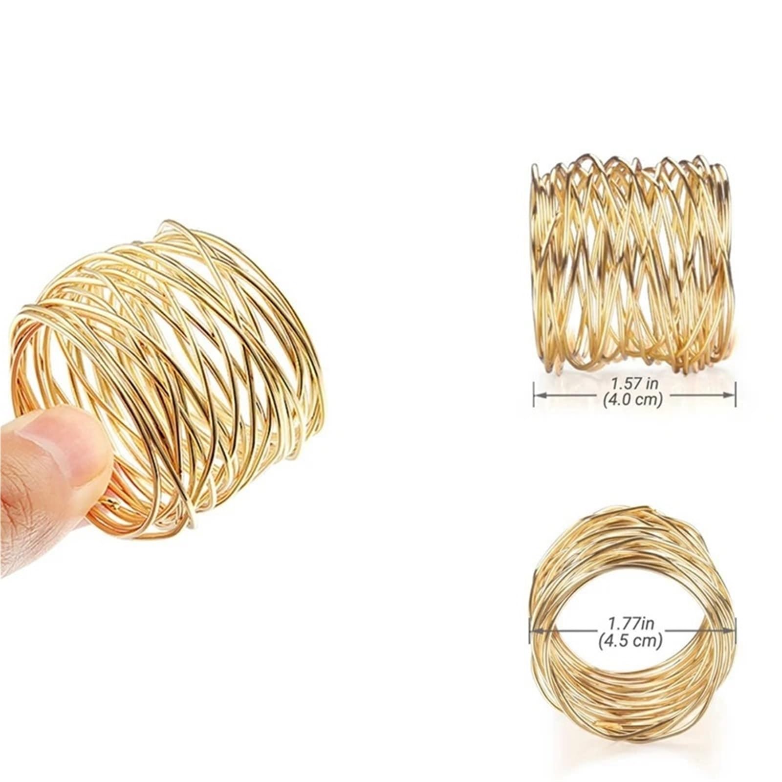 Anillos de servilleta para decoración de mesa, El partido torcido del oro de los anillos servilleta la malla alambre 20pcs fácil instala