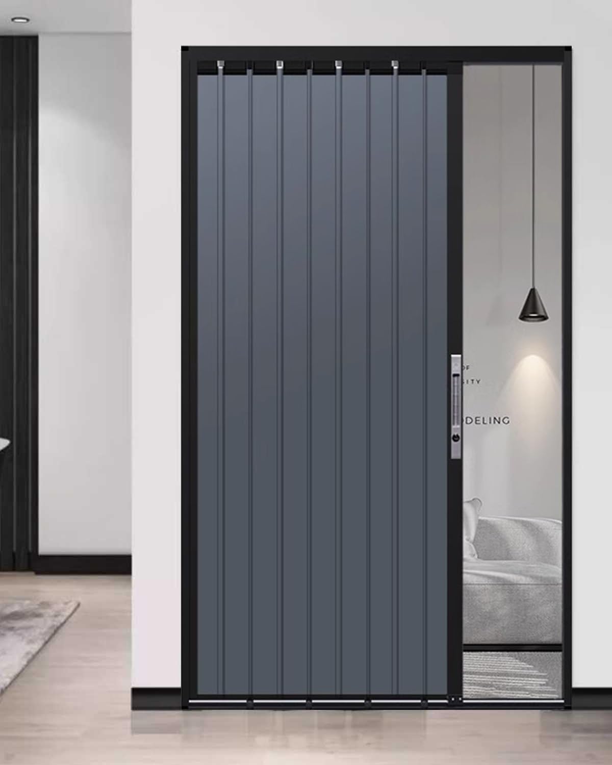 Concertina Door Interior Folding Door with Lock and Key, Metal Retractable Sliding Door Gate, Home Bedroom Accordion Door Screen, Kitchen Privacy Door with Hardware(Style 3,23x39in (58.5x100cm))